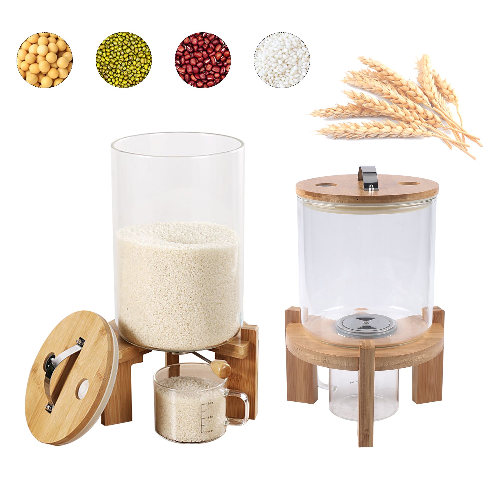 Distributeur de céréales 6 en 1 - Distributeur de riz - Boîtes de  conservation - Distributeur de céréales avec verre doseur pour farine,  sucre, riz